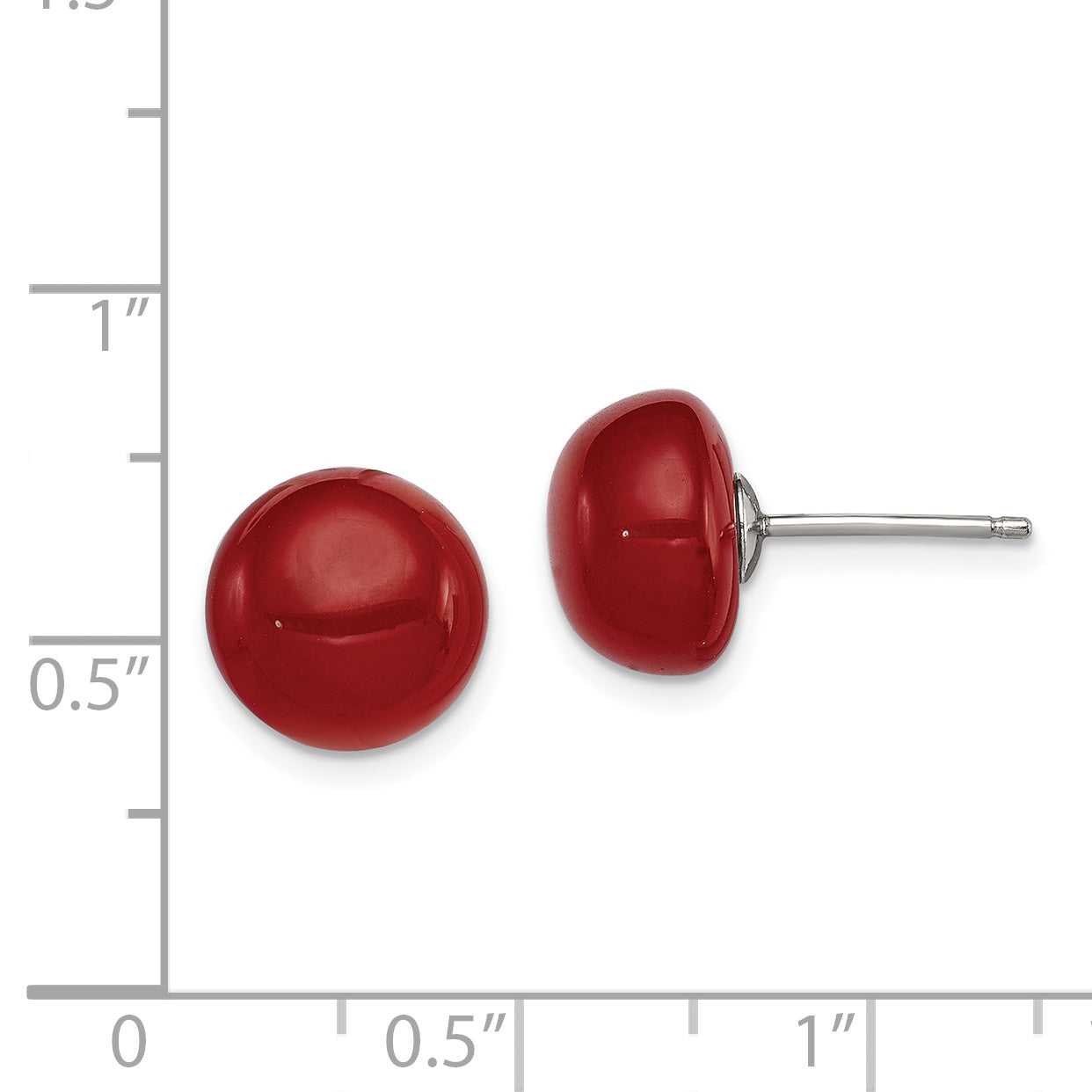 Sterling Silver Rhod-pltd 10-11mm Carnelian Button Post Earrings