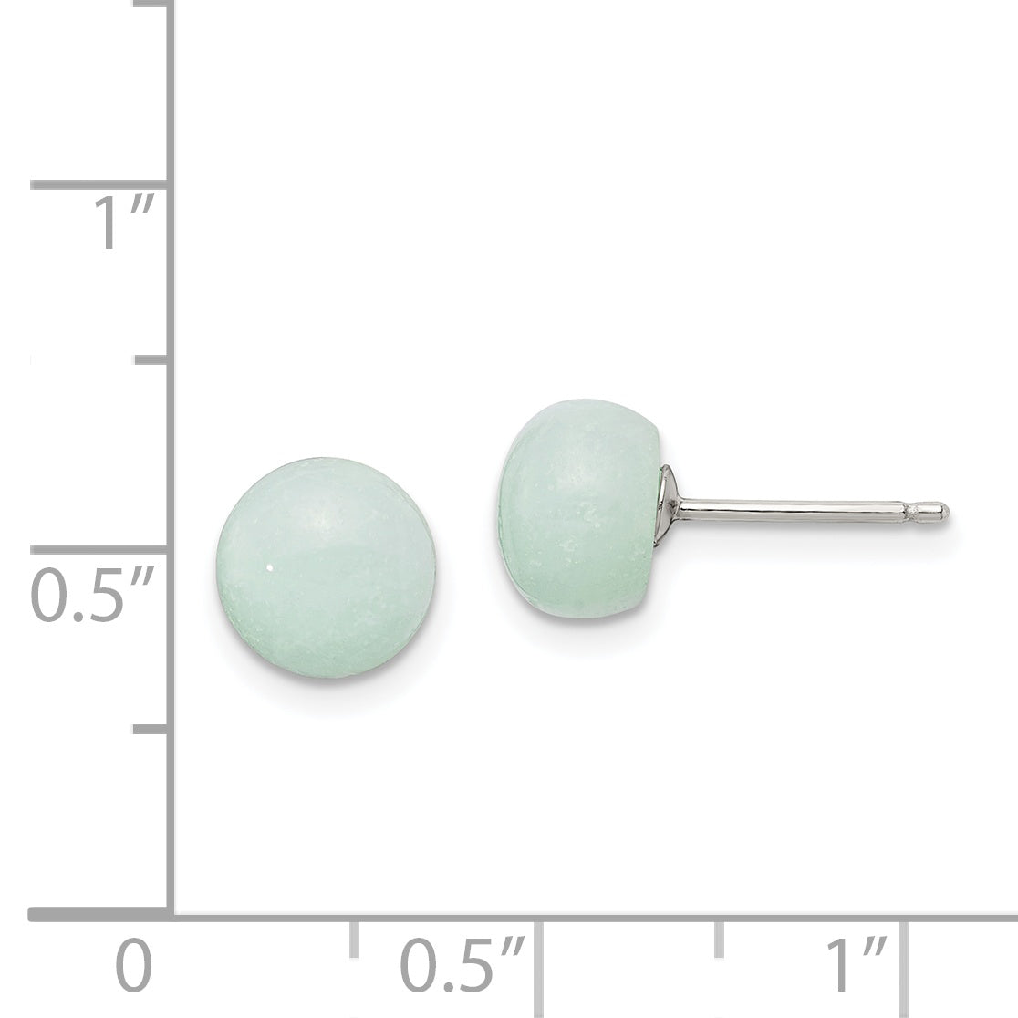 Sterling Silver Rhod-pltd 8-8.5mm Button Amazonite Post Earrings