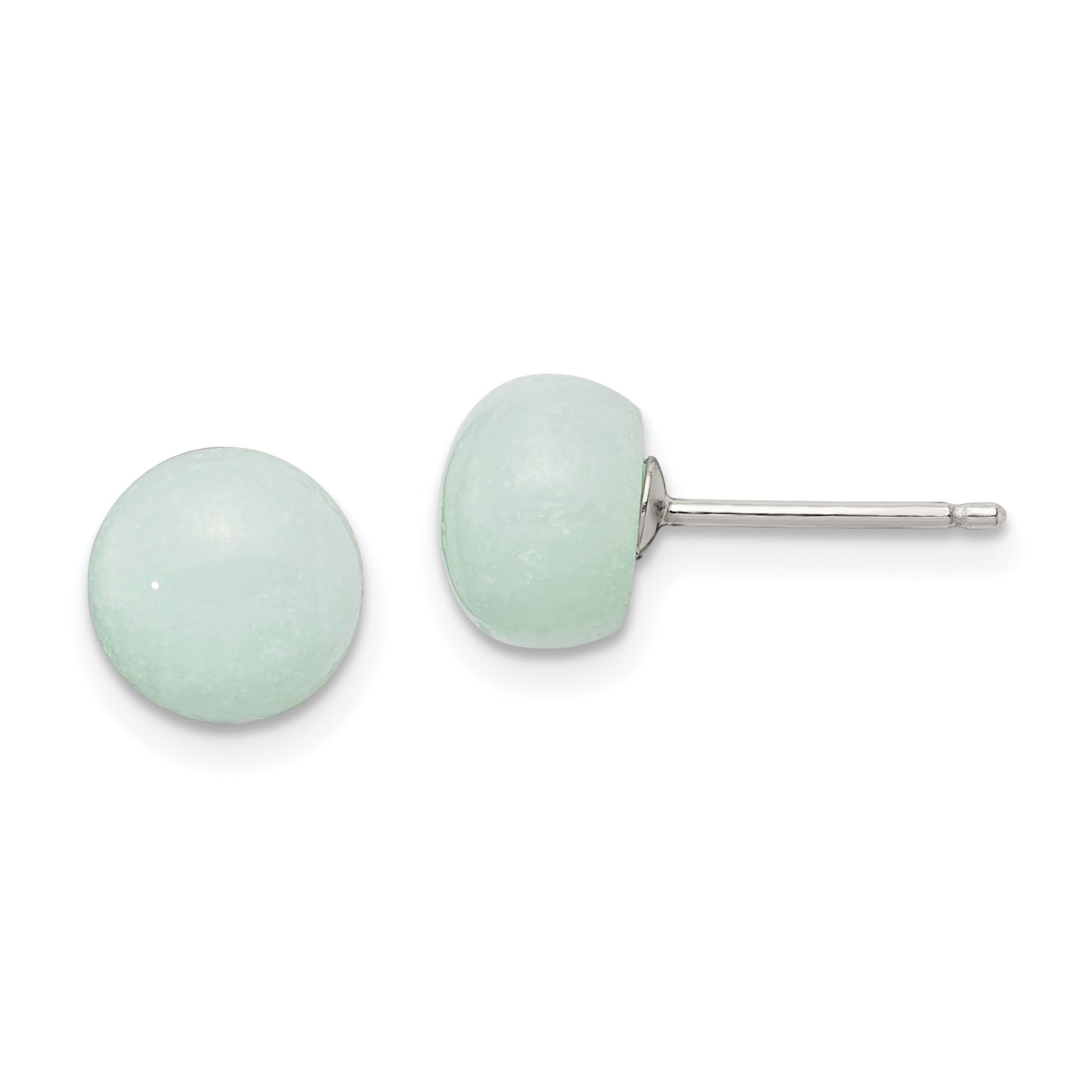 Sterling Silver Rhod-pltd 8-8.5mm Button Amazonite Post Earrings