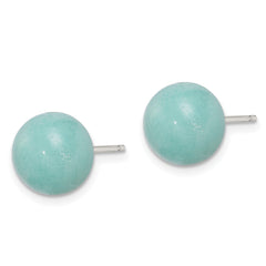 Sterling Silver Rhod-pltd 10-11mm Button Amazonite Post Earrings