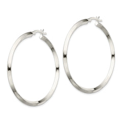 Sterling Silver Polished 3x50mm Knife Edge Round Hoop Earrings