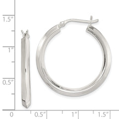 Sterling Silver Polished 3x30mm Knife Edge Round Hoop Earrings