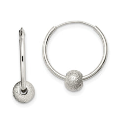 Sterling Silver Laser Bead Endless Hoop Earrings