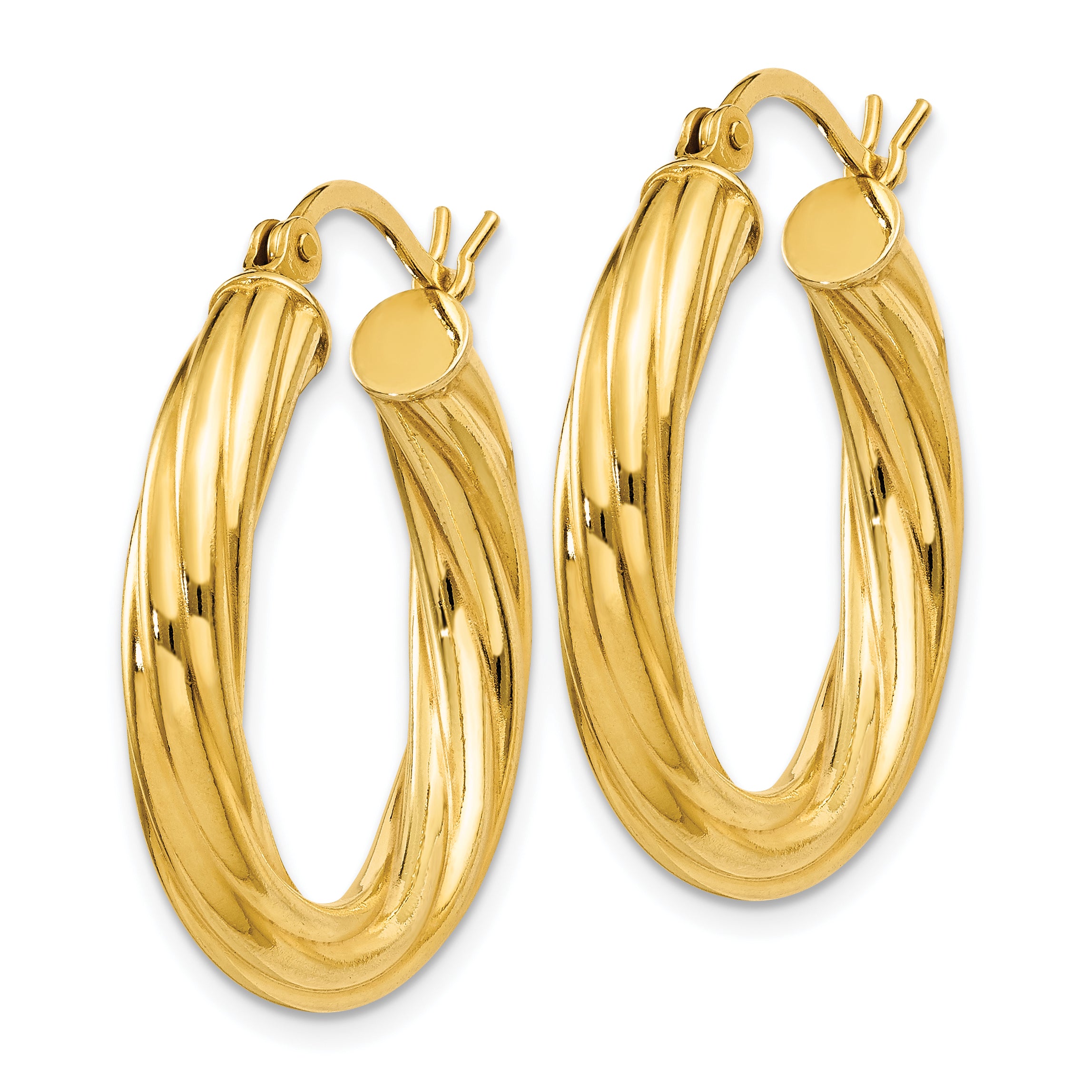 Sterling Silver Gold Flash Plated Twisted 4x25mm Hoop Earrings