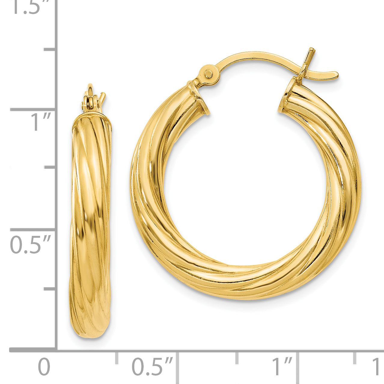 Sterling Silver Gold Flash Plated Twisted 4x25mm Hoop Earrings