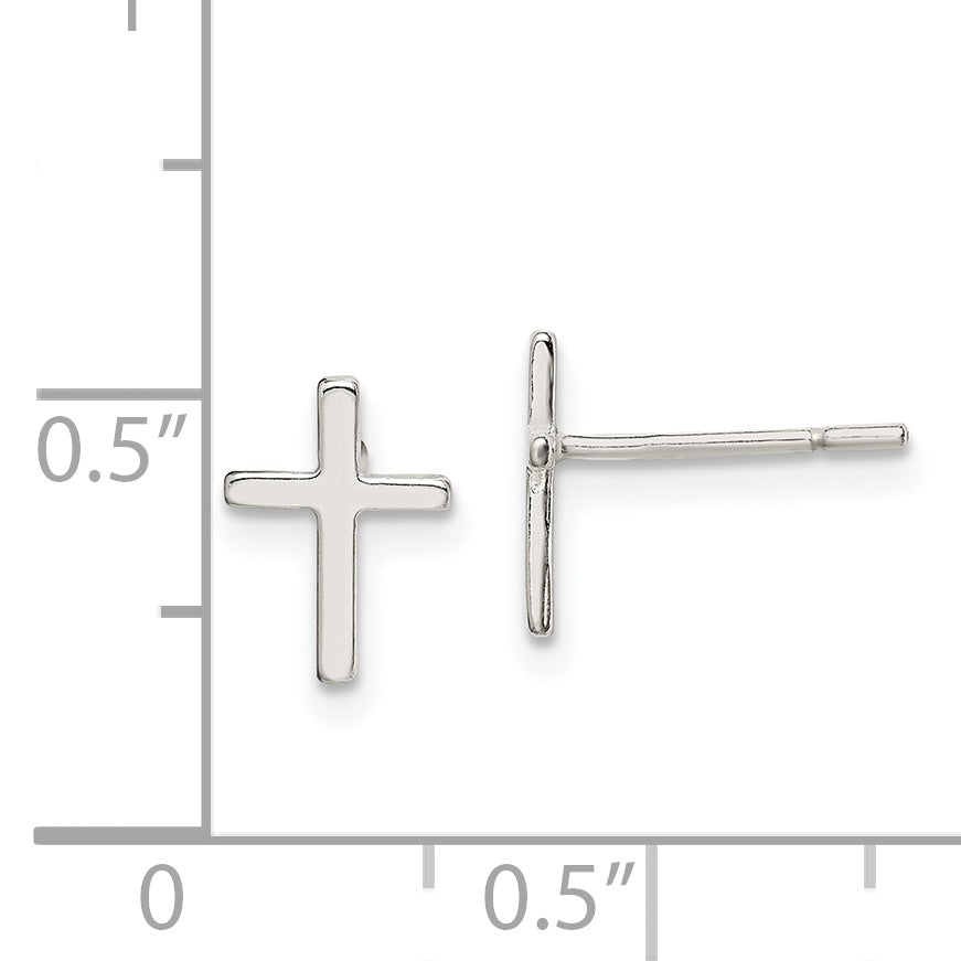 Sterling Silver Polished Latin Cross Post Earrings