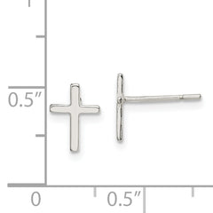 Sterling Silver Polished Latin Cross Post Earrings