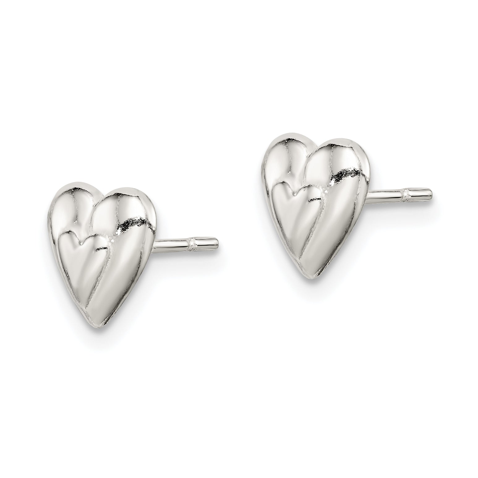 Sterling Silver Polished Heart Post Earrings