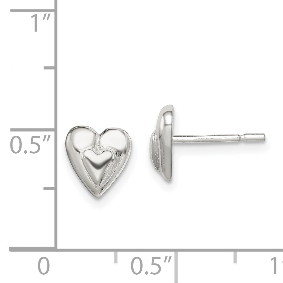 Sterling Silver Polished Heart Post Earrings