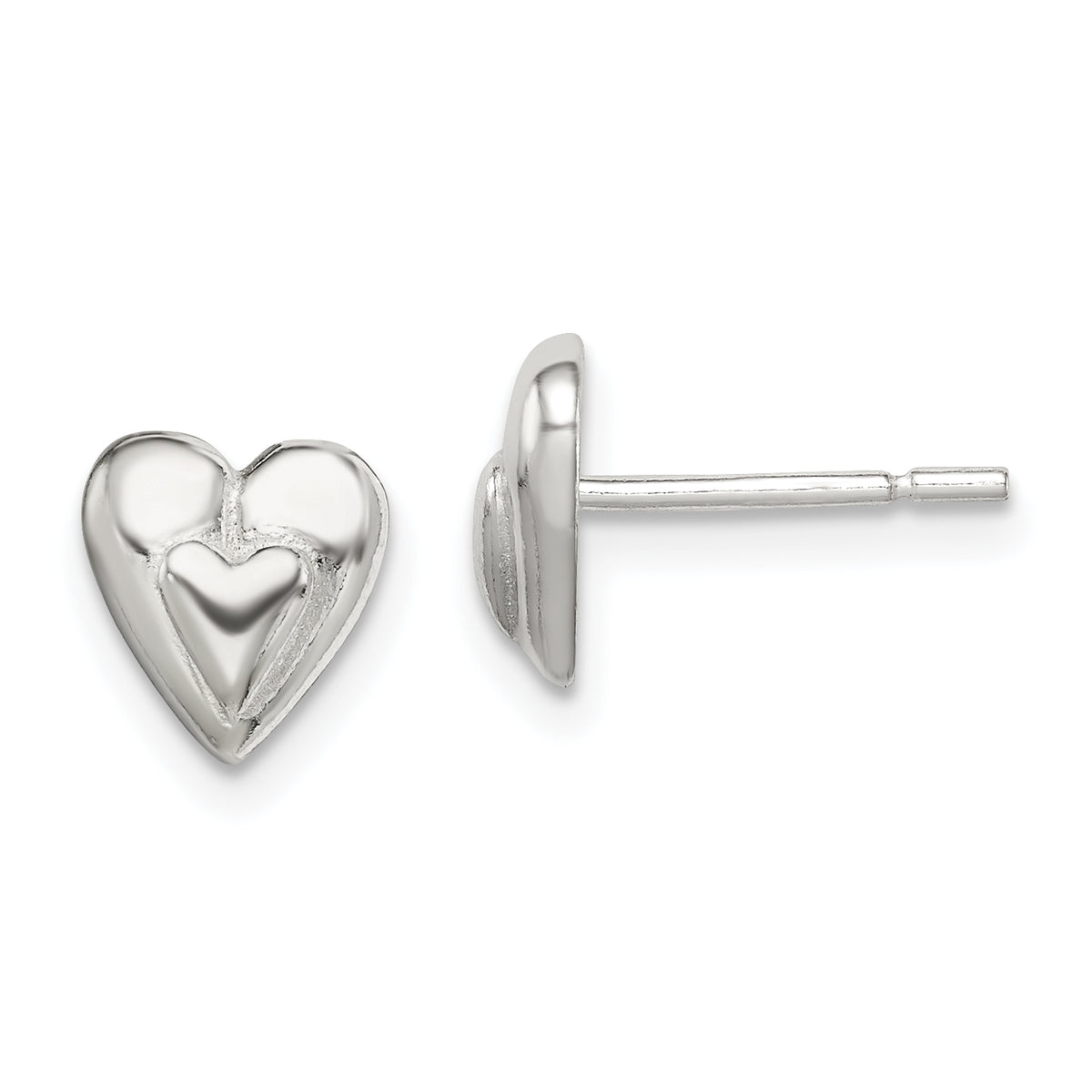 Sterling Silver Polished Heart Post Earrings