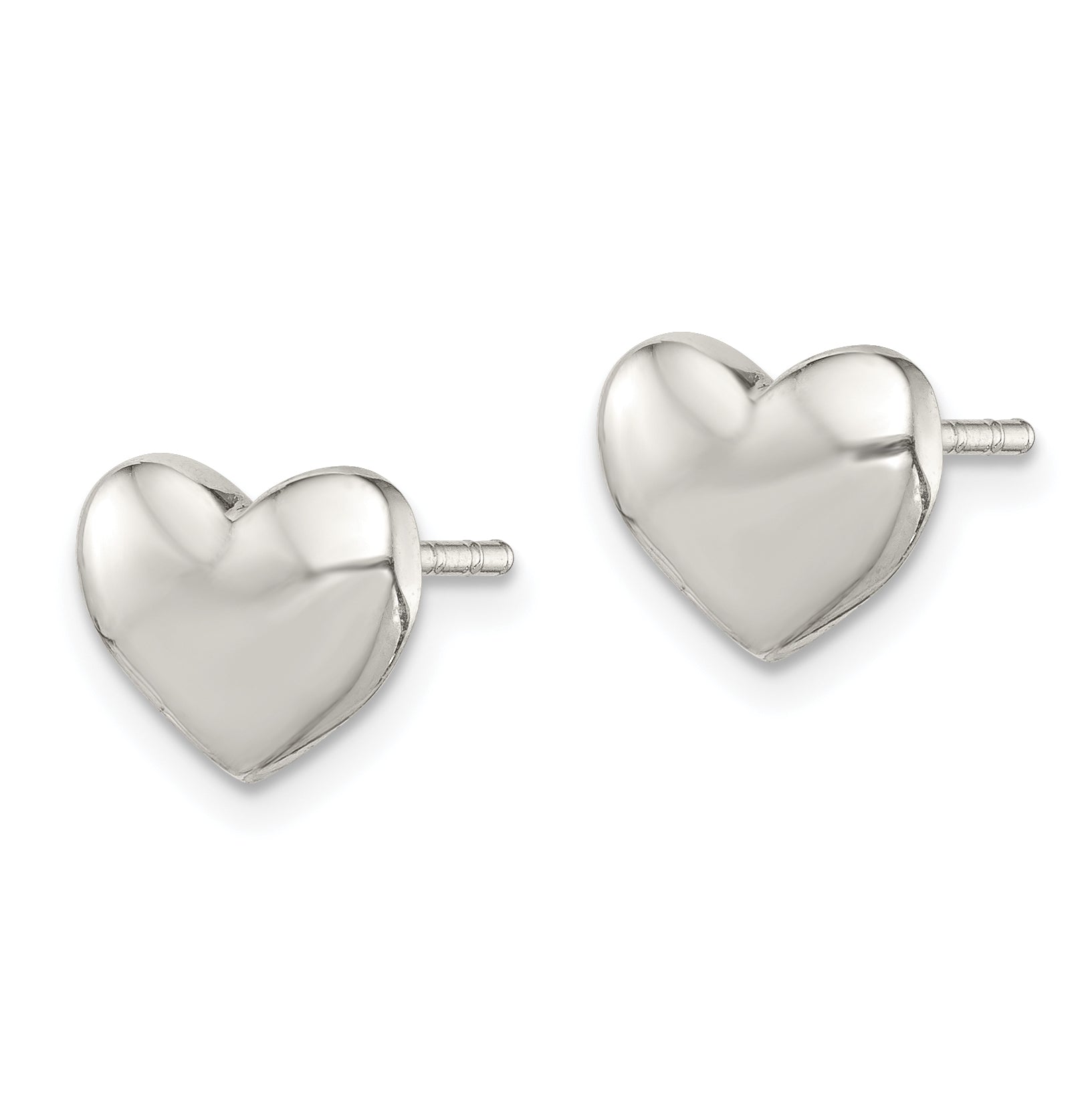 Sterling Silver Polished Heart Post Earrings