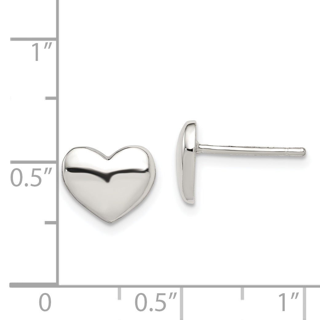 Sterling Silver Polished Heart Post Earrings