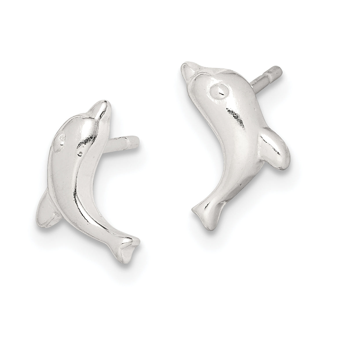 Sterling Silver Polished Dolphin Post Earrings