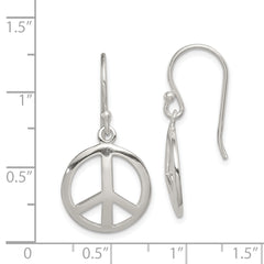 Sterling Silver Polished Peace Dangle Earrings