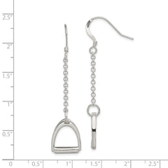 Sterling Silver Polished Horse Stirrup Dangle Earrings