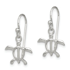 Sterling Silver Polished Turtle Dangle Earrings