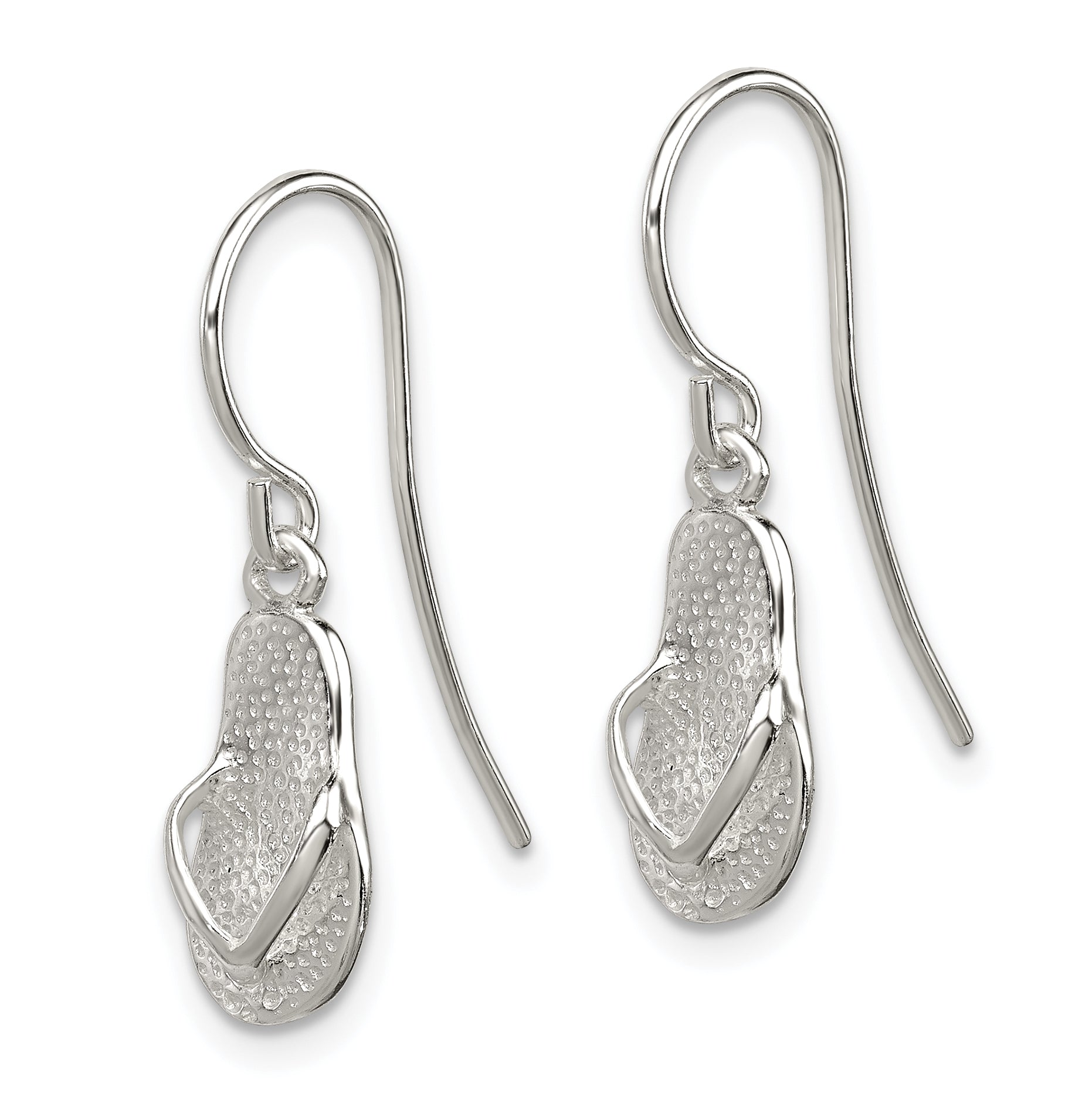 Sterling Silver Polished / Textured Sandal Dangle Earrings