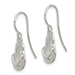 Sterling Silver Polished / Textured Sandal Dangle Earrings