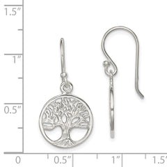 Sterling Silver Polished Filigree Tree Dangle Earrings