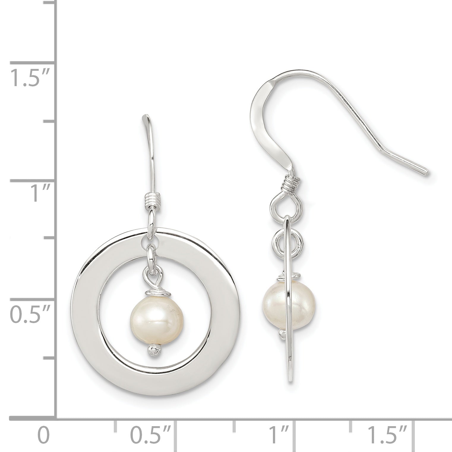 Sterling Silver White FW Cultured Pearl Dangle Earrings