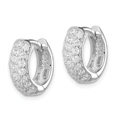 Sterling Silver Rhodium-plated CZ Hinged Hoop Earrings