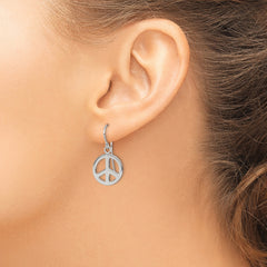 Sterling Silver Polished Peace Sign Dangle Earrings