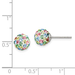 Sterling Silver Rhod-pltd Multicolor Preciosa Crystal 7mm Post Earrings