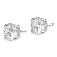 Sterling Silver 9mm Round Basket Set CZ Stud Earrings