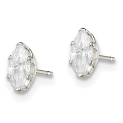 Sterling Silver Polished 6x3mm Marquise Snap Set CZ Stud Earrings