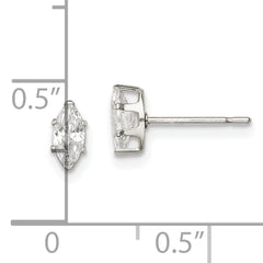 Sterling Silver Polished 6x3mm Marquise Snap Set CZ Stud Earrings