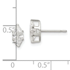 Sterling Silver Polished 8x4mm Marquise Snap Set CZ Stud Earrings