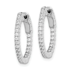 Sterling Shimmer Sterling Silver Rhodium-plated 50 Stone 1.3mm CZ In and Out Round Hinged Hoop Earrings