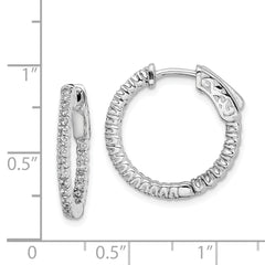 Sterling Shimmer Sterling Silver Rhodium-plated 50 Stone 1.3mm CZ In and Out Round Hinged Hoop Earrings