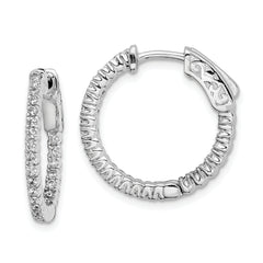 Sterling Shimmer Sterling Silver Rhodium-plated 50 Stone 1.3mm CZ In and Out Round Hinged Hoop Earrings