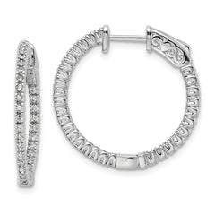 Sterling Shimmer Sterling Silver Rhodium-plated 60 Stone 1.3mm CZ In and Out Round Hinged Hoop Earrings