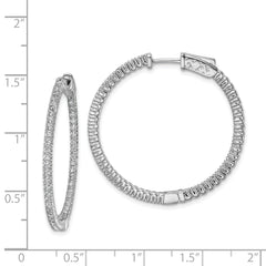 Sterling Shimmer Sterling Silver Rhodium-plated 100 Stone 1.3mm CZ In and Out Round Hinged Hoop Earrings