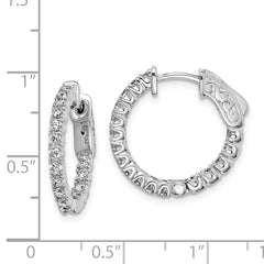 Sterling Shimmer Sterling Silver Rhodium-plated 34 Stone 2.0mm CZ In and Out Round Hinged Hoop Earrings