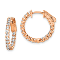 Sterling Shimmer Sterling Silver Rose-tone Rose Gold-plated 34 Stone 2.0mm CZ In and Out Round Hinged Hoop Earrings