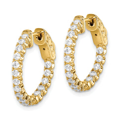 Sterling Shimmer Sterling Silver Gold-tone Flash Gold-plated 34 Stone 2.0mm CZ In and Out Round Hinged Hoop Earrings