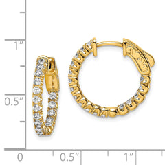 Sterling Shimmer Sterling Silver Gold-tone Flash Gold-plated 34 Stone 2.0mm CZ In and Out Round Hinged Hoop Earrings