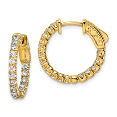 Sterling Shimmer Sterling Silver Gold-tone Flash Gold-plated 34 Stone 2.0mm CZ In and Out Round Hinged Hoop Earrings