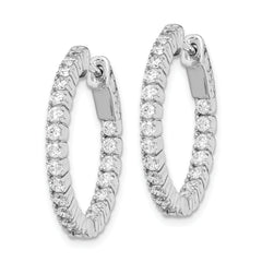 Sterling Shimmer Sterling Silver Rhodium-plated 44 Stone 2mm CZ In and Out Round Hinged Hoop Earrings