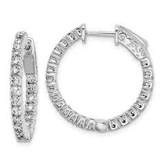 Sterling Shimmer Sterling Silver Rhodium-plated 44 Stone 2mm CZ In and Out Round Hinged Hoop Earrings