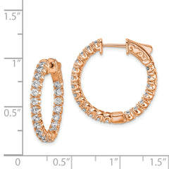 Sterling Shimmer Sterling Silver Rose-tone Rose Gold-plated 40 Stone 2.25mm CZ In and Out Round Hinged Hoop Earrings