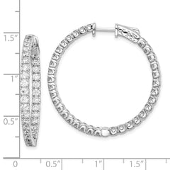 Sterling Shimmer Sterling Silver Rhodium-plated 68 Stone 2.25mm CZ In and Out Round Hinged Hoop Earrings