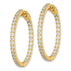 Sterling Shimmer Sterling Silver Gold-tone Flash Gold-plated 68 Stone 2.25mm CZ In and Out Round Hinged Hoop Earrings