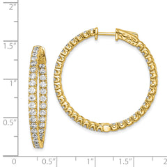 Sterling Shimmer Sterling Silver Gold-tone Flash Gold-plated 68 Stone 2.25mm CZ In and Out Round Hinged Hoop Earrings