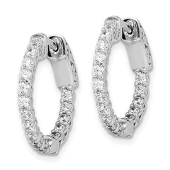 Sterling Shimmer Sterling Silver Rhodium-plated 32 Stone 2mm CZ In and Out Round Hinged Hoop Earrings