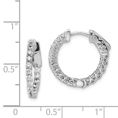 Sterling Shimmer Sterling Silver Rhodium-plated 32 Stone 2mm CZ In and Out Round Hinged Hoop Earrings