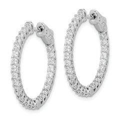 Sterling Shimmer Sterling Silver Rhodium-plated 52 Stone 2mm CZ In and Out Round Hinged Hoop Earrings